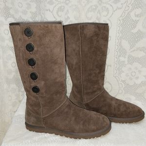 Authentic Ugg Australia Boots Brown Tall Foldover Genuine Leather Excellent 7